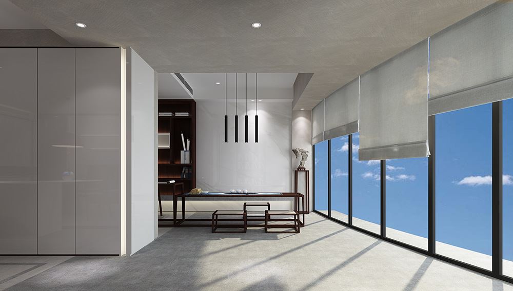新中式風格室內裝修設計效果圖-雅頌·流花君庭平層