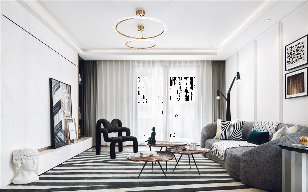 室內裝修風尚國際129平米三居-法式輕奢風格室內設計家裝案例