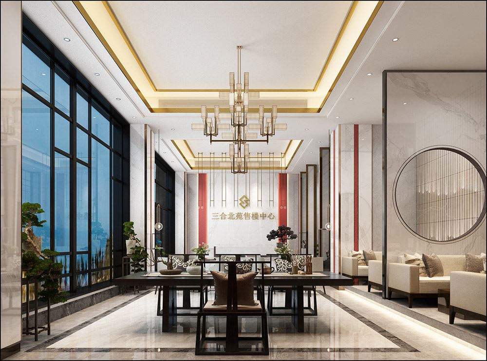 新中式風格室內裝修效果圖-三合北苑售樓部150平米