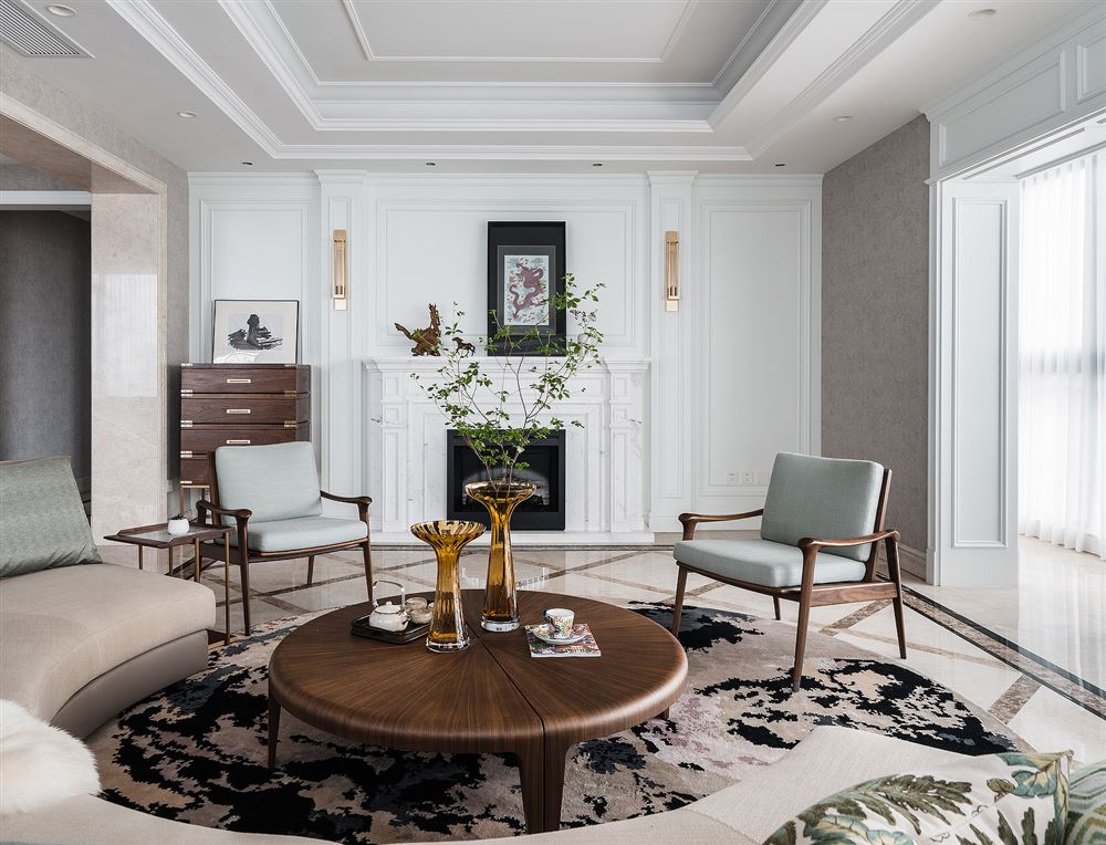 室內裝修保利紫山花園146平方米四居-美式輕奢風格室內設計家裝案例