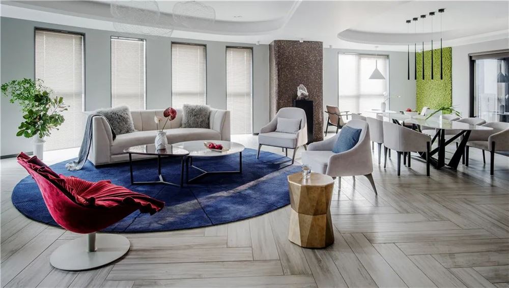裝修案例輕奢風格室內裝修效果圖-麗水藍天豪庭206平米
