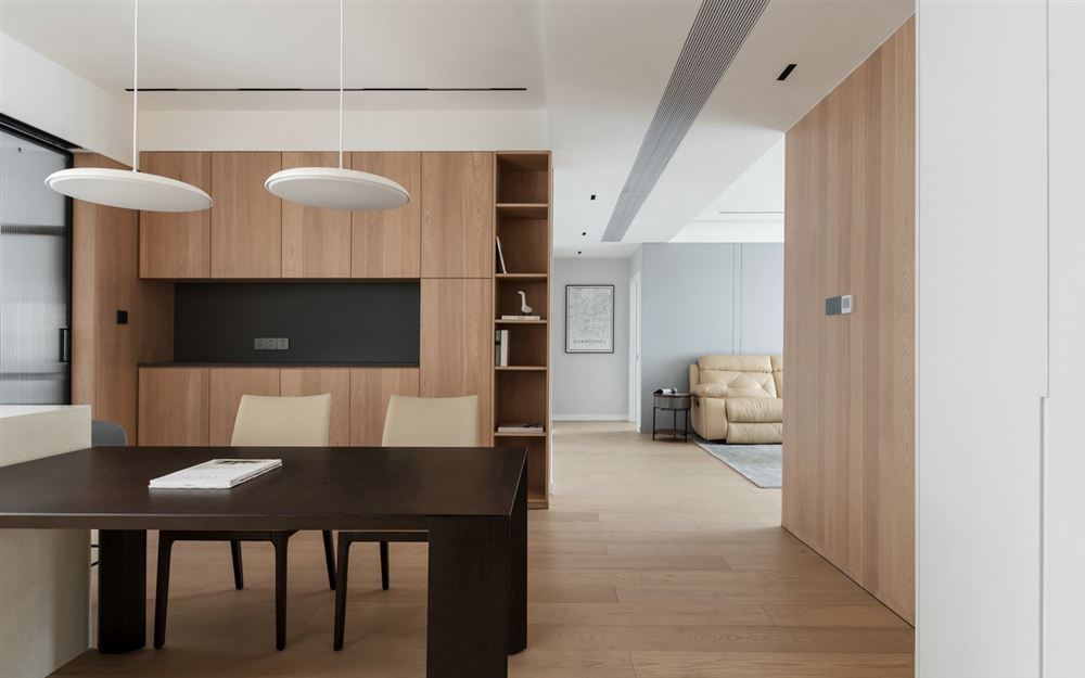 室內裝修佛山奧園159平方米四居-現代極簡原木風格室內設計家裝案例