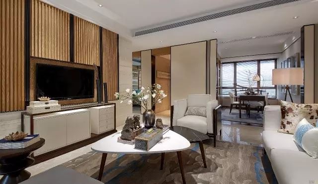 室內裝修金沙半島128平方米三居-現代中式風格室內設計家裝案例