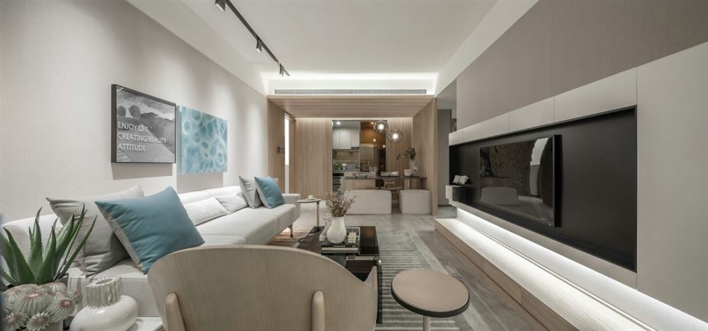 裝修設計銀業雁山城116平方米三居-現代簡約風格室內家裝案例效果圖