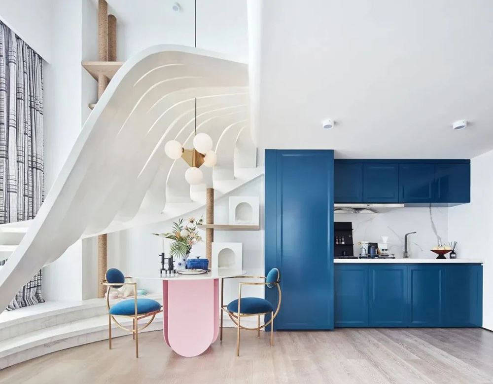 富力南湖一品55平米復式公寓-現代輕奢風格Loft公寓室內裝修設計