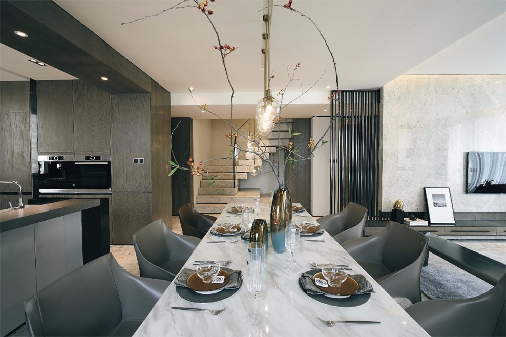 現代輕奢風格室內設計家裝案例-廚餐廳
