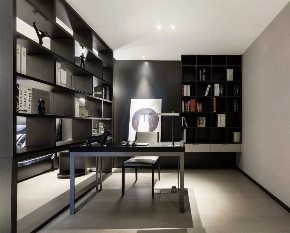 現代簡約高級灰風格室內設計家裝案例-書房