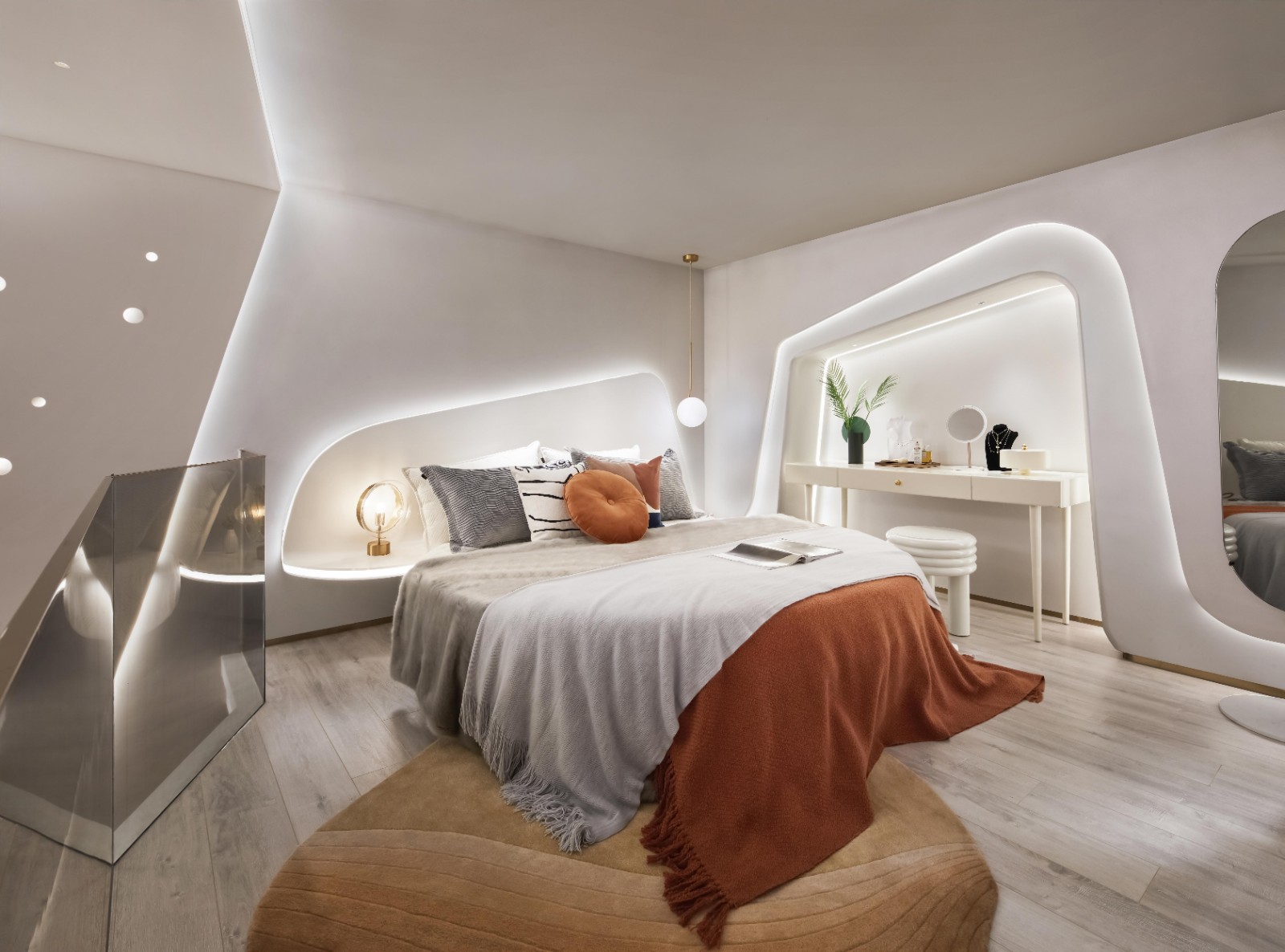 現代輕奢風格公寓室內設計家裝案例-臥室