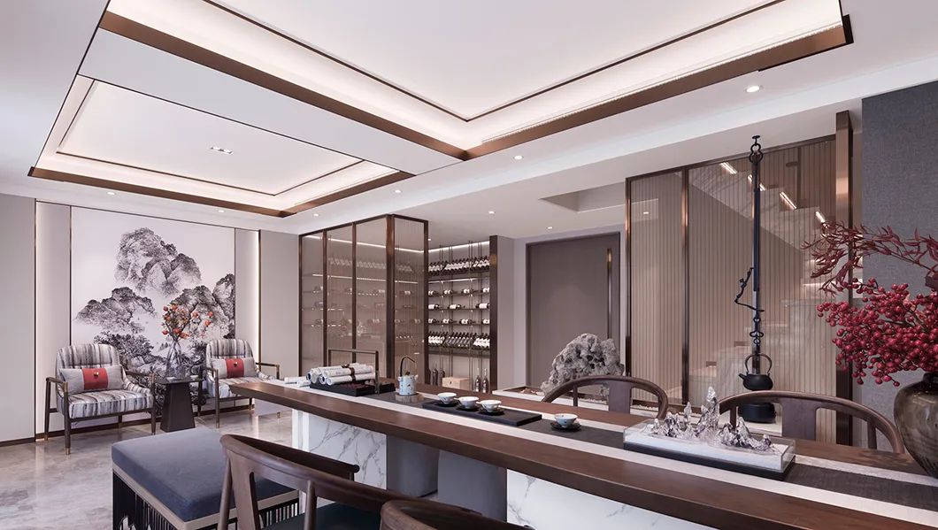 新中式風格別墅室內設計家裝案例-茶室